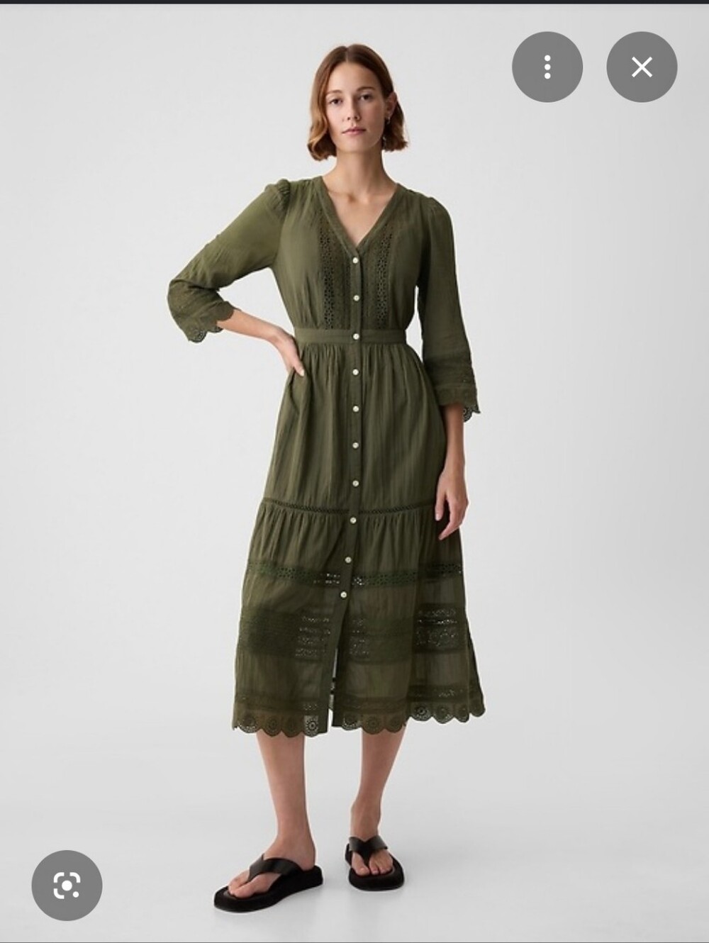 Gap Cotton Green Midi Dress. Size M